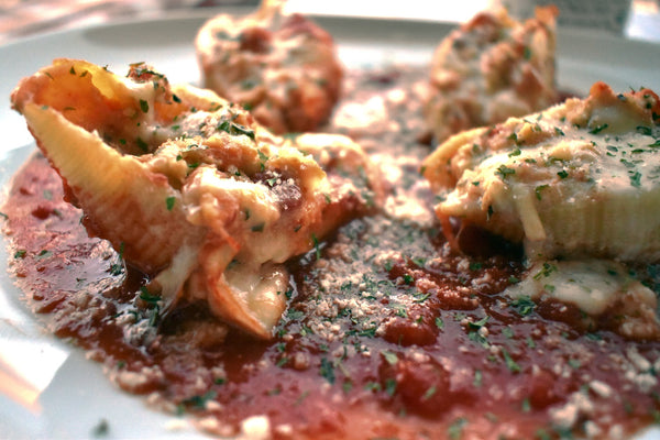 Spicy Marinara + Chicken Parmesan Stuffed Pasta Shells